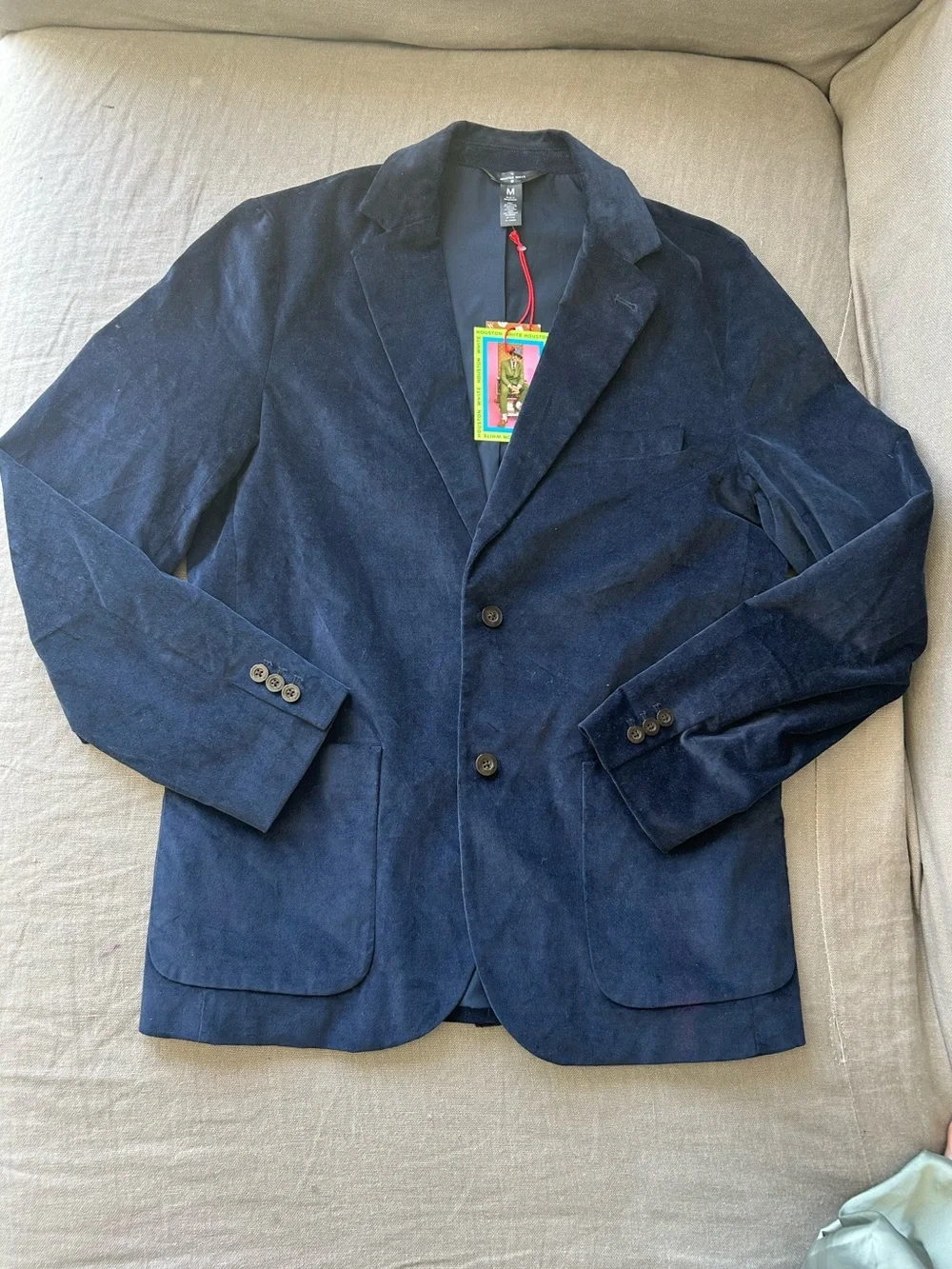 Open Box - Houston White -  Men's Velvet Blazer - Blue M Blue
